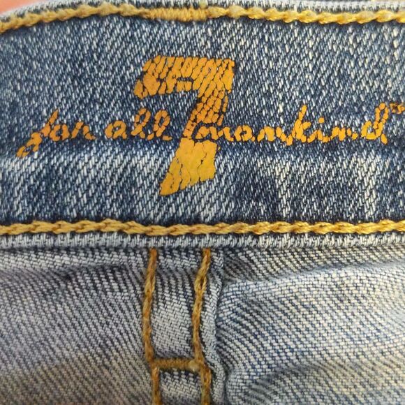 7 for all Mankind Josefina skinny boyfriend distressed button fly jeans 26 - Picture 4 of 11